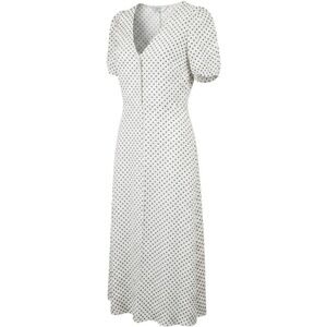 Paris Atelier Polka Dot V-Neck Midi Dress White Black Sz 10 Retro Feminine Chic
